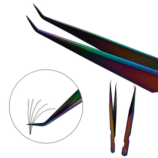 Curved Eyelash Tweezers | Curved Rainbow Tweezers | Goldlashbar