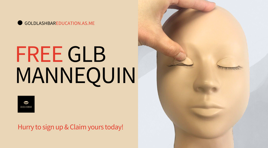 image showing a free GLB mannequin with movable eyelids for lash training, featuring a hand demonstrating eyelid movement.